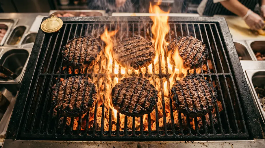 Parrilla al carbón en acción